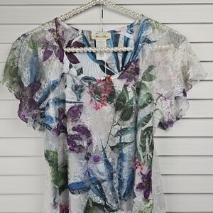 Brittany Black Tunic Floral Multicolor Top